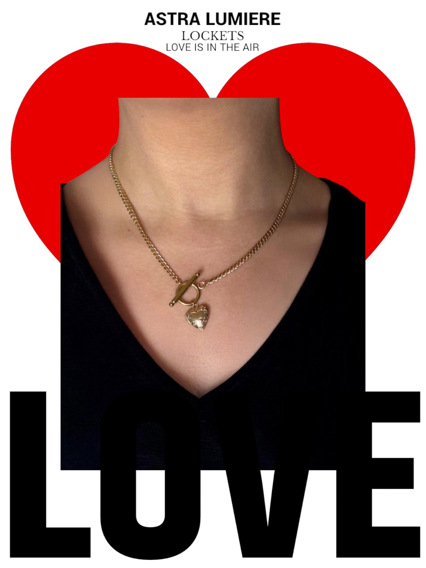 Golden Heart Locket Necklace