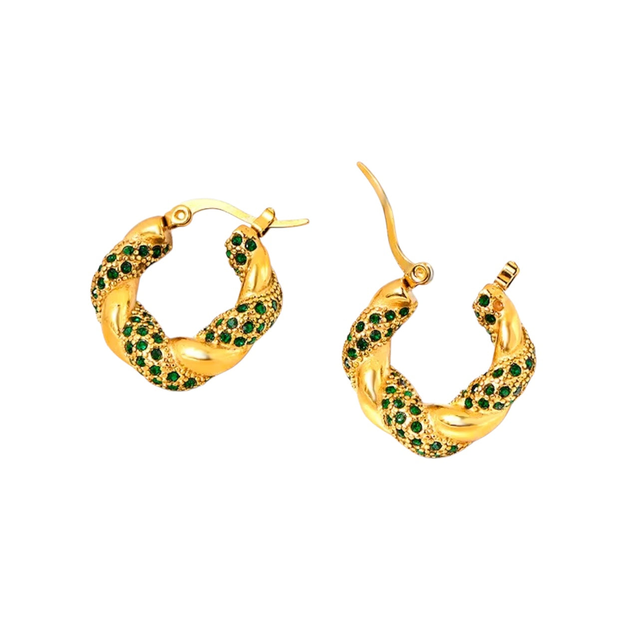 Emerald Twist Hoops