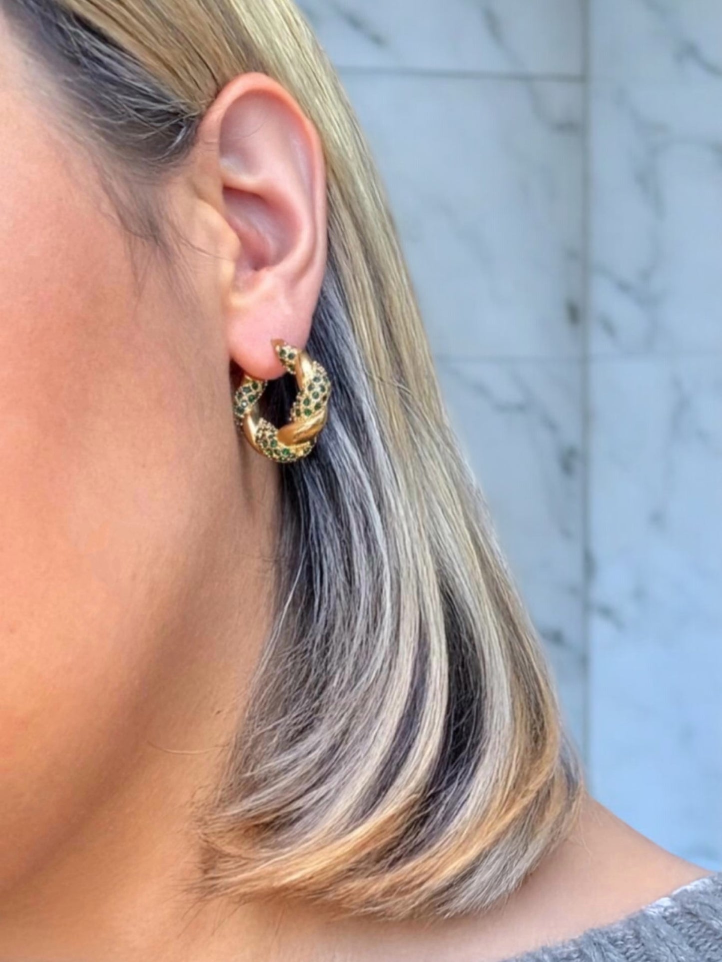 Emerald Twist Hoops