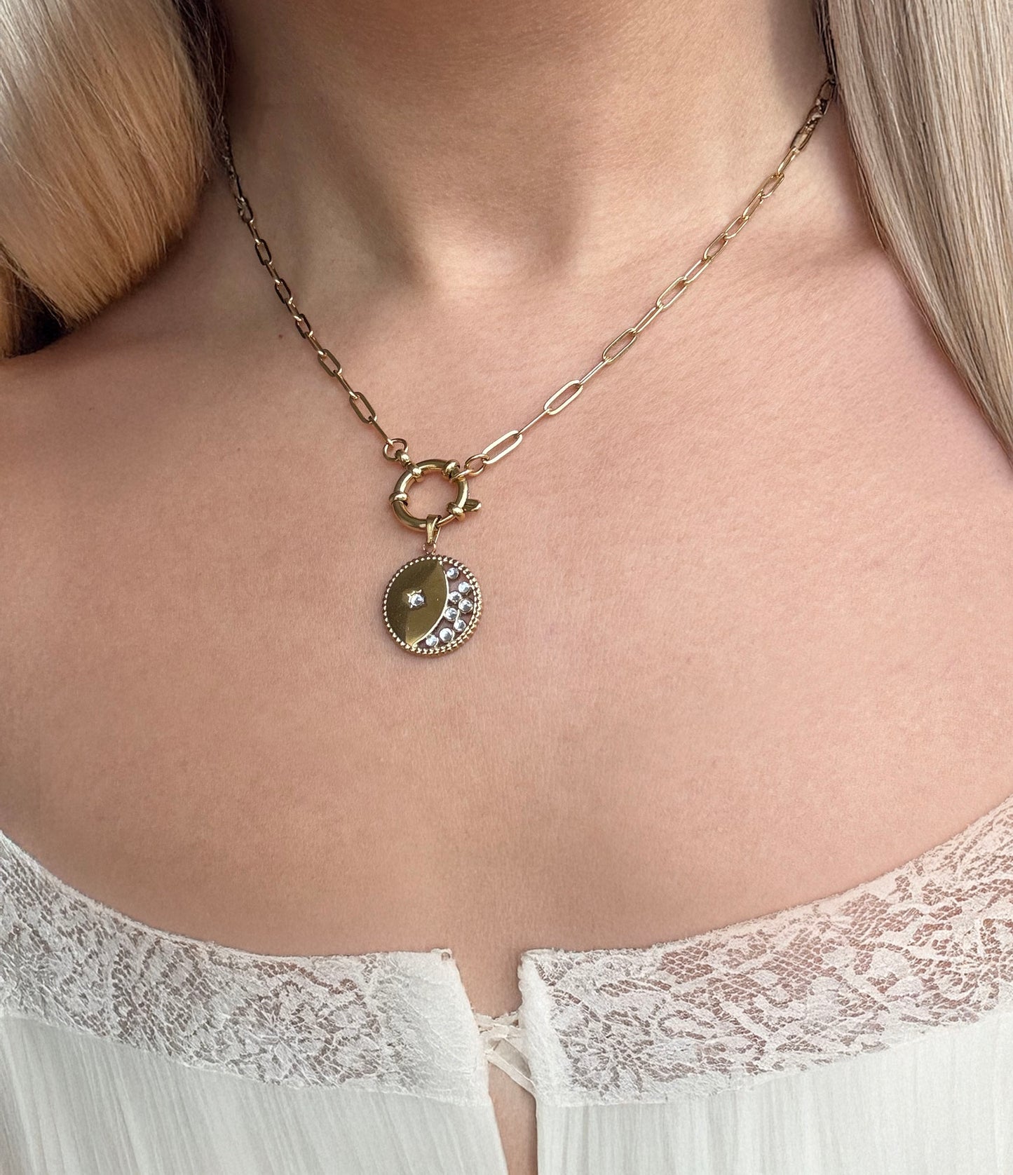 Crescent Coin Pendant