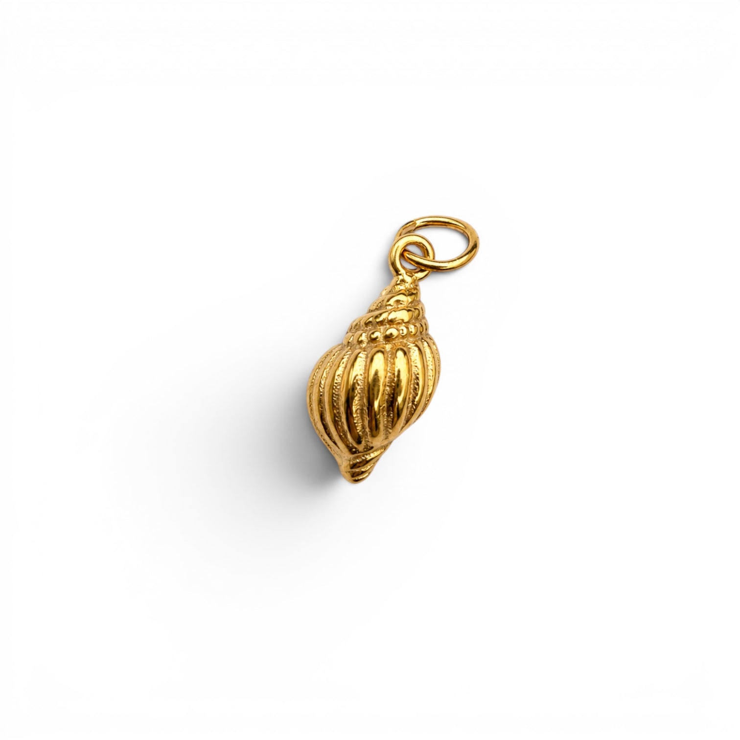 Gold ridged conch seashell charm with a jump ring