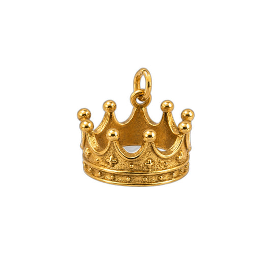 The Crown Charm in 18k gold plated stainless steel
