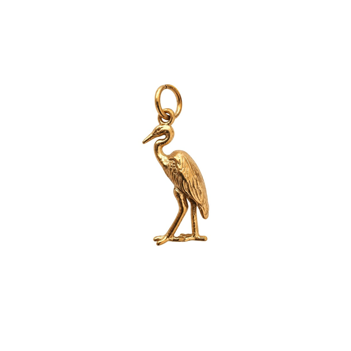 The Heron Charm in 18k gold plated stainless steel